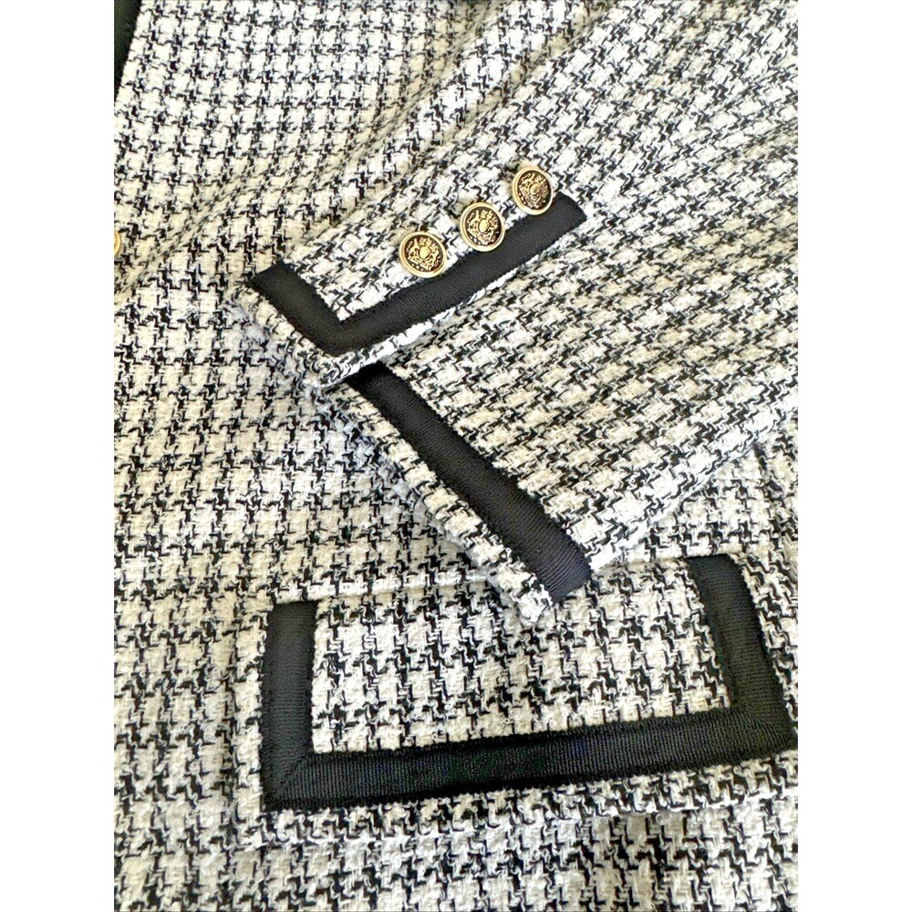 Anne Klein Women's Chic Tweed Fabric Collarless Long Jacket TopCoat Blazer 14 - Picture 8 of 12